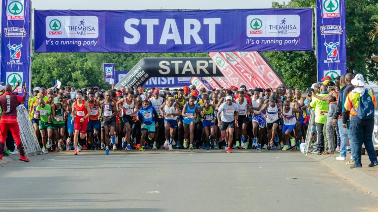 Marathon runners on a start line