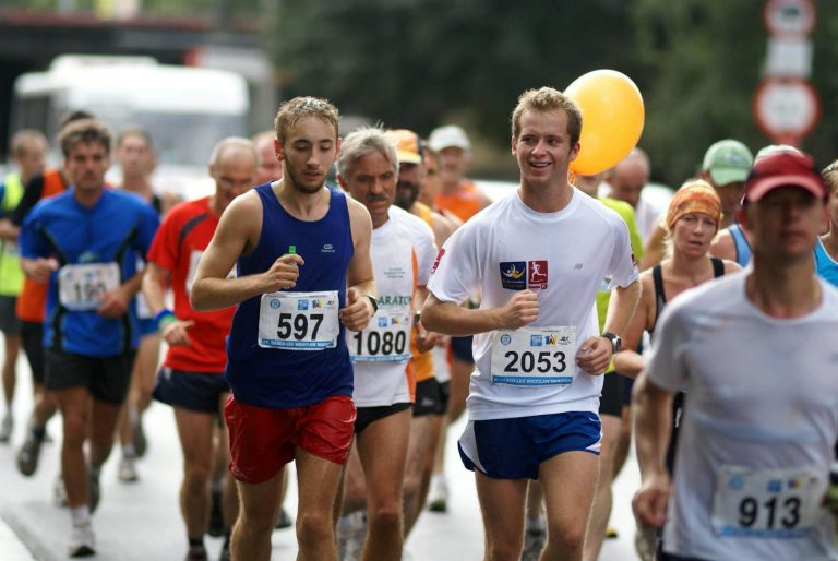 Runners running a half marathon race