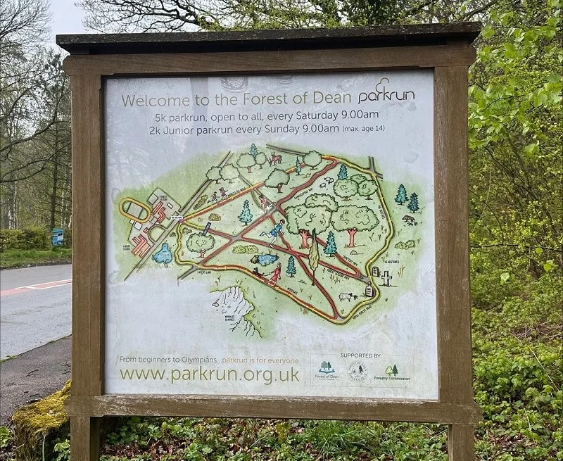 The course map during our Forest of Dean parkrun review at Coverham Enclosure Five Acres near Coleford