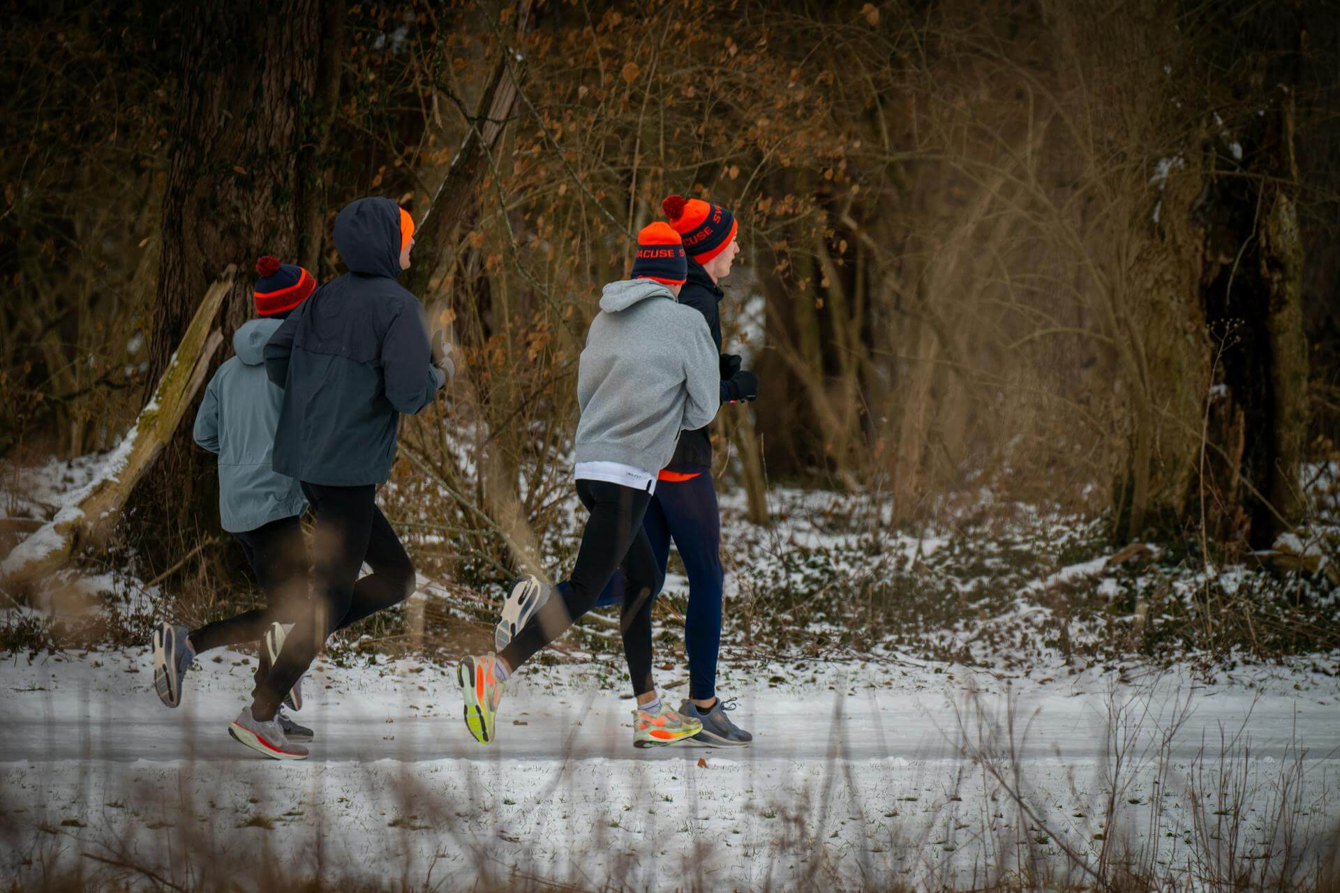 Runners staying consistent training in the snow