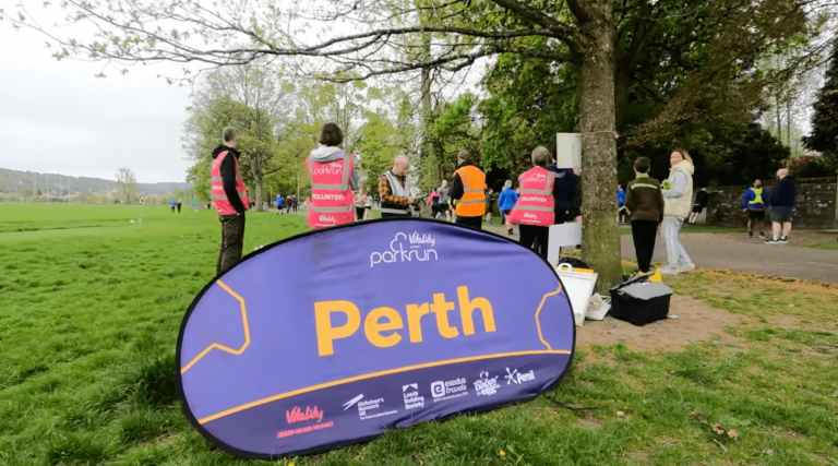 Perth parkrun banner at the start area