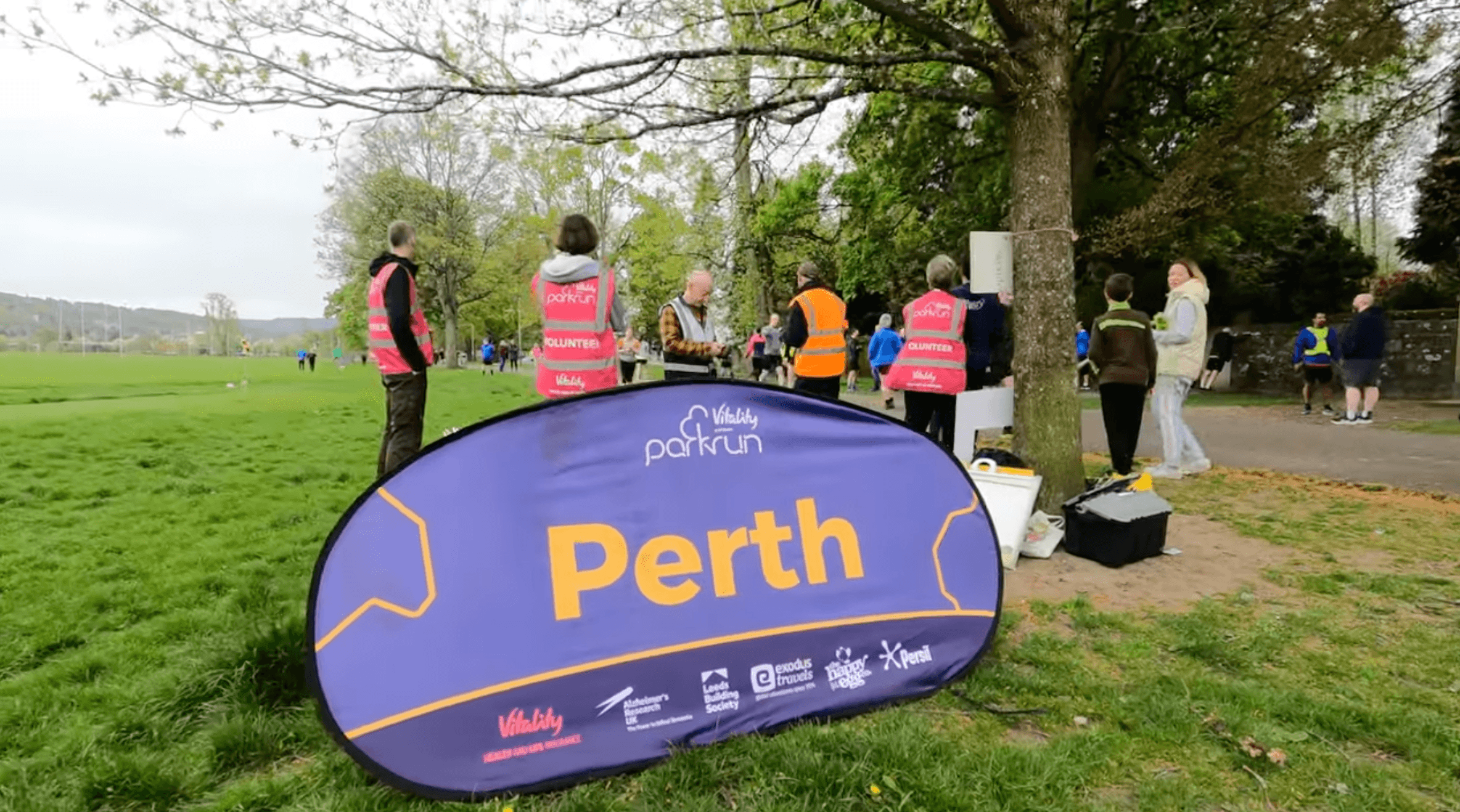Perth parkrun banner at the start area